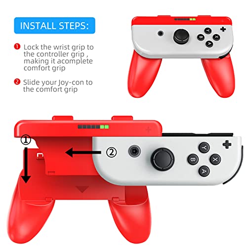 Aknes Grips Compatível com Nintendo Switch & Switch OLED Controllers, Acessórios de jogo Kit de controle remoto de