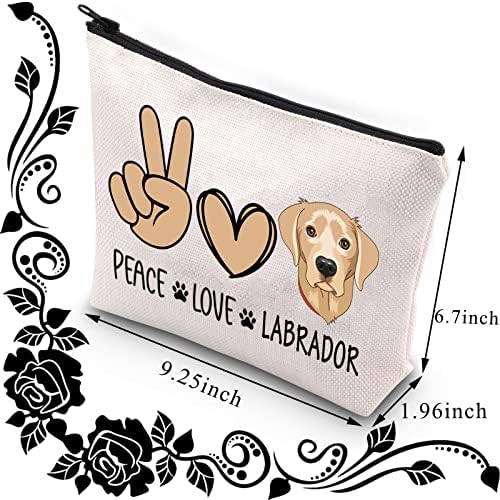 BDPWSS Labrador Makeup Bag Labrador Retriever Gift Labrador Amante Presente Paz Love Labrador Zipper bolsa para Labrador Mom Presente