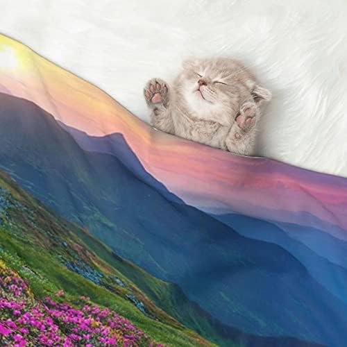 Cobertores de cães da montanha de flores roxas para cães grandes, capa de sofá macia de luxo para cães, cobertor lavável