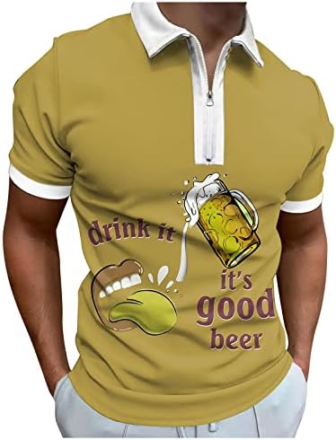 2023 Novo masculino Summer Digital 3D Impressão Fashion Poster Holiday Beach Lapeel Zipper Short Sleeve camiseta Top Top