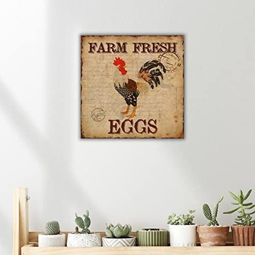 Fazenda ovos frescos Sinais de madeira Signo de galinha vintage Art Farmhouse Art Farride Farmhouse Wood Sign para casa