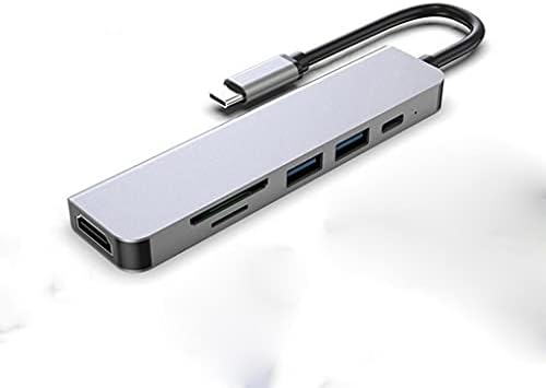 WSSBK USB HUB C Adaptador 6 em 1 USB C a USB 3.0 Dock Compatível com HDMI USB-C Tipo C 3.0 Divulgador