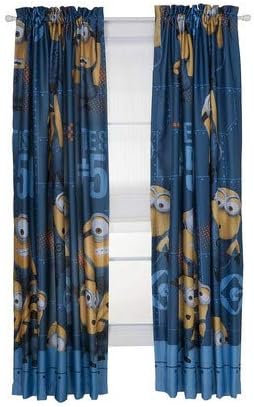 Universal Despicable Me Minions Kids Room Darening Window Curtain Painel, 42 x 63, azul