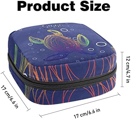 Bolsa de armazenamento de guardanapos sanitários de oryuekan, bolsa menstrual bolsa portátil sanitária saco de armazenamento bolsa feminina bolsa de menstruação para meninas adolescentes mulheres senhoras, tartaruga colorida de animais artísticos