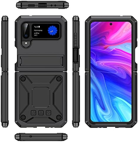 Armadura para Z Flip 4 5g com tampa de kickstand Stand compatível com Samsung Galaxy Z Flip 4 5G 2022 Case Hard Duty