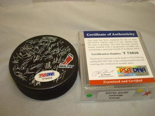 Shea Weber assinou Team Canadá 2010 Hóquei de Ouro Puck Autografado PSA/DNA COA 1A - Pucks de NHL autografados