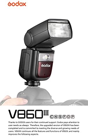 GODOX V860III-N TTL 2.4G GN60 HSS Flash com luz de modelagem ajustável de 10 velocidades, interruptor único TTL+2600 Ma,