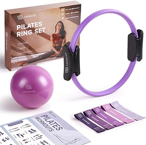 Pilates Starter Essentials, Lionscool Neoprene revestido de halteres com halteres 3lb e Lionscool Pilates Ring Set