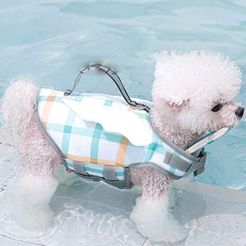 Colete de natação para cães, colete de wakeboard com listras reflexivas, maiô ajustável para cães médios e grandes, cinza, s