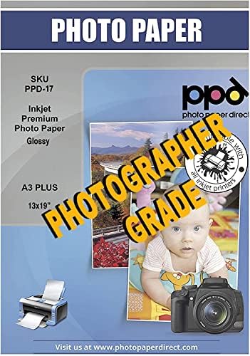 PPD 13x19 papel fotográfico brilhante para a jato de tinta Super Premium 72lbs 280gsm 11,8mil Fotógrafo Profissional grau instantâneo desbotamento seco e resistente à água x 20 folhas