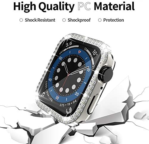 Caso Yuvike compatível com a série Apple Watch 3 2 1 38mm Protetor de tela, 2 pacotes de diamantes Tampa de shinstones com pára -choques