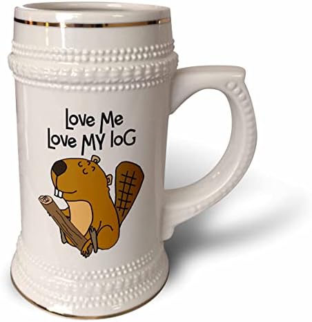 3drosrose fofo castor engraçado com árvore diz me lve amo meu tronco trocadilho - 22oz Stein caneca