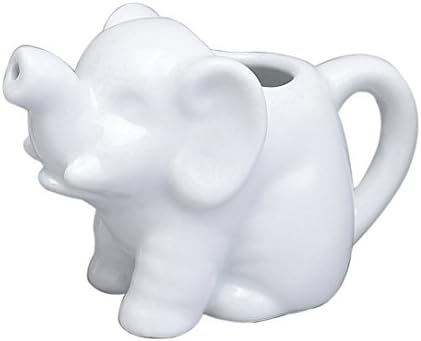 Hic Kitchen Mini Elephant Creamer com alça, porcelana branca fina, 2 onças
