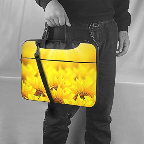 Bolsa de laptop de girassóis amarelos Aseelo, sacos de laptop portáteis ultrafinos, bolsa de ombro de computador.