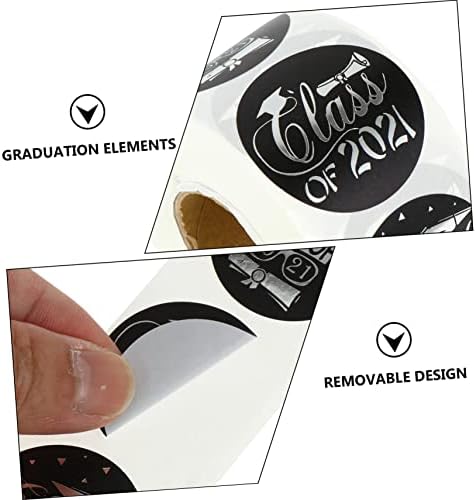 AMOSFUN 1 ROLO 500PCS 2021 Adesivos de graduação decoração branca adesivos presentes adesivos de presente envelopes pretos 2021 Decorações