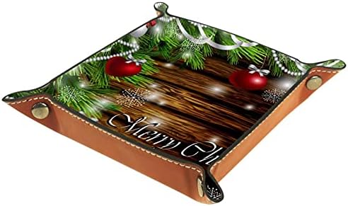 Feliz Natal decoração de microfibra de microfibra de couro bandeja de mesa de mesa de mesa de cabeceira de cabeceira organizadora de armazenamento de caddy para carteira key watch telefone jóias