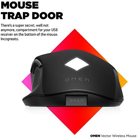 Mouse sem fio vetor de vetor de omen | Mouse para jogos com tecnologia sem fio de urdidura e carregamento USB-C