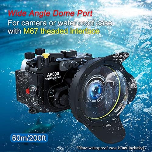 67mm Standard Fisheye Dome Port Lens de larga angular adequada para sapos marinhos Meikon Nauticam e outra caixa de câmera
