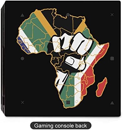 Black Power Africa Fist Map Skin Skin for PS-4 Slim Console e Controlador Placa Full Wrap Skin Protector Compatível com PS-4