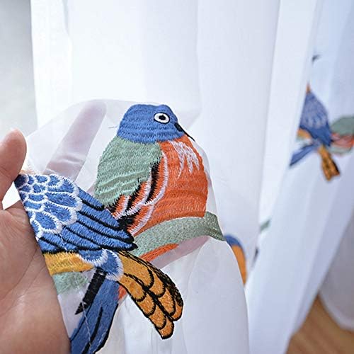 Cortinas de pássaros coloridas counturas de bordados de bordado de linho semi -linho cortina cortina cortina para garotas