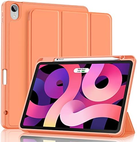 Caso Hoidokly para iPad Air 5/4ª geração 10,9 polegadas, caixa de iPad Air 5/4 com porta -lápis, [Suporte a lápis Apple e Id Touch ID], capa de fólio inteligente e smart com despertar/sono automático, laranja, laranja