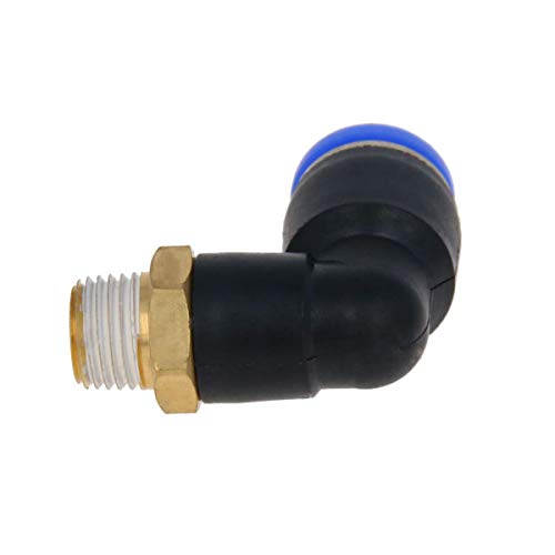 L-A Push para conectar o encaixe do tubo cotovelo masculino de 6 mm de tubo od x 9,5 mm Thread Pneumatic Push Fit Fit Lock Fitting Blue PL6-01