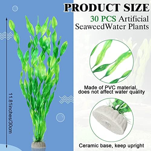 Giegxin 30 peças Plantas de água de algas marinhas artificiais Decorações de plantas de peixe plástico decoração de