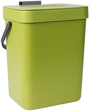 Vigia pendurada pequena lata de lixo com tampa sob a pia para cozinha, 5 l/ 1,3 galões de cesta de resíduos de plástico, lixo de