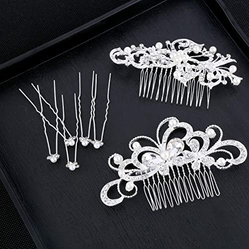24 peças Cabelo de noiva de casamento pentes de cristal pérolas de pérola clipes de cabelo lateral acessórios de cabelo