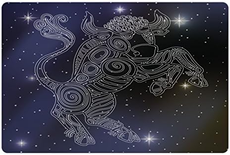 Taurus Lunarable tapete de estimação para comida e água, sol no bull signo mitológico na ilustração celestial da Via Lácte