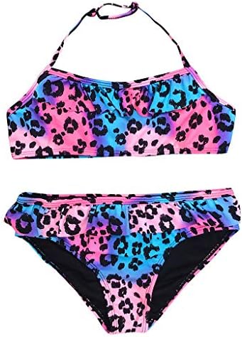 Maiô para meninas para garotas roupas de banho de casca de banho de leopardo infantil infantil biquíni de biquíni