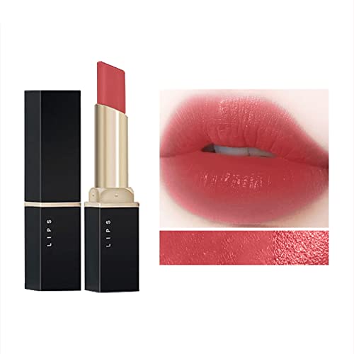 NPKGVia Batom vermelho de coloração sem coloração batom sem desbotamento veludo pequeno tubo preto batom maquiagem de lipstick