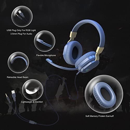 Headset de Jogos de Elcthunder para Xbox One, PS5, PS4, PC Kids Headphones para fones de ouvido com fio com excesso de escolar
