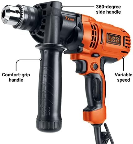 Black+Decker 7,0 amp 1/2 pol. Droca elétrica/kit de motorista