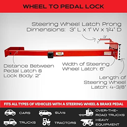 Roda de travamento do equipamento para pedal -bloqueio - Proteção universal sobre roubo de carro - trava do volante para carros,