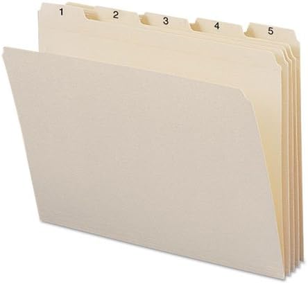 Pastas de arquivo indexadas, 1/5 corte, indexado 1-31, guia superior, letra, manila, 31/set