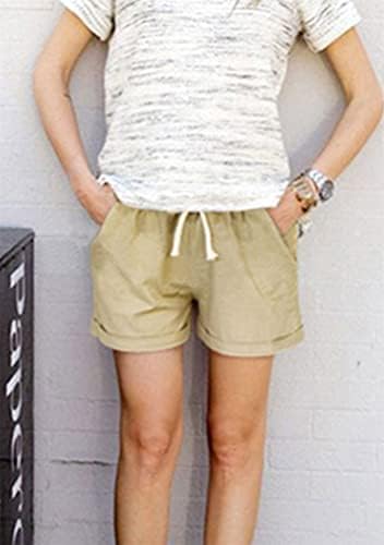 Omzin feminino de algodão casual feminino na altura do joelho bermuda shorts plus size
