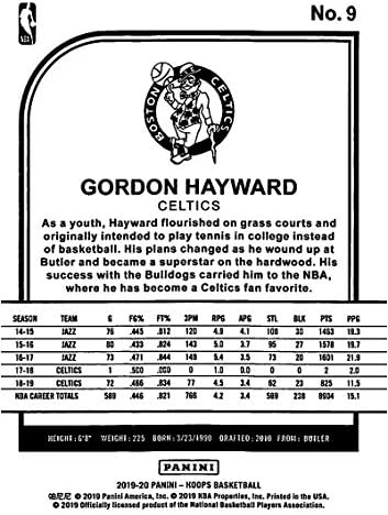 2019-20 Panini Hoops Winter 9 Gordon Hayward Boston Celtics NBA Basketball Trading Card