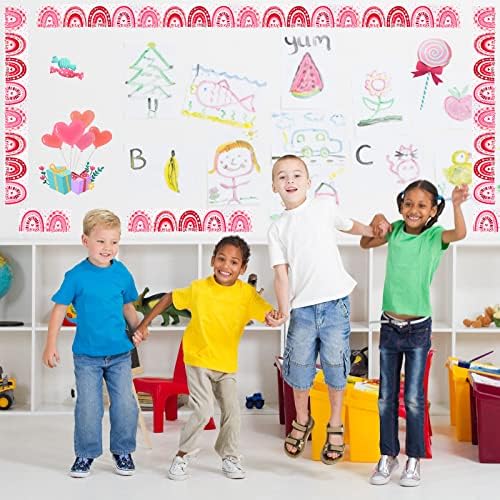 Boho Rainbows Bulletin Board Fronteiras arco -íris bordas retas com lindas bolinhas e sala de aula ou decoração de escola em casa 65 pés