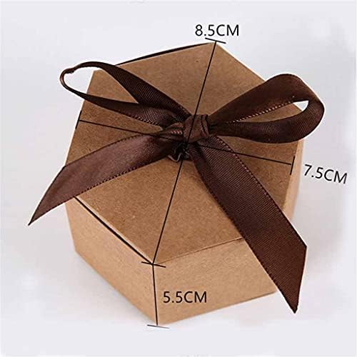 WSSBK 10PCS Kraft Paper Hexagon Cardboard Box Candy Box Biscuit Favor Presente Boxes Chá de bebê para casamento de aniversário Festa de Natal