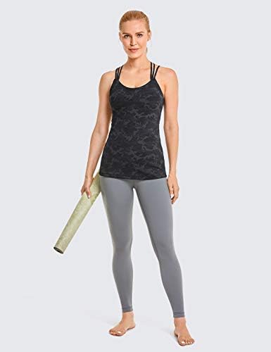 Tampas de ioga de tira feminina de Yoga CRZ Yoga - Tampas de ioga de ioga - Construídas em camisolas de sutiã de prateleira camisola Longa camisetas de exercícios longas