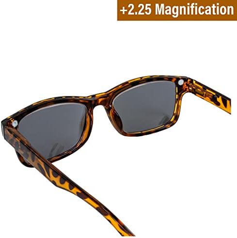 Óculos de leitura da visão global +2.25 Magnificação Demi Brown Frame com lente clara e tonalidades de clipe polarizadas de