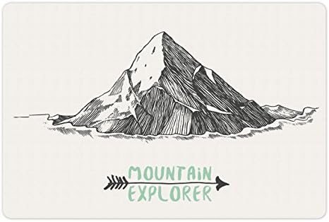 Ambesonne Explore o tapete de animais de estimação para comida e água, Sketch Style Mountain com uma flecha explorando a ilustração