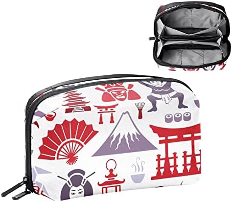 Carteira de bolsa de bolsa de viagem de caixa de transporte de caixa de transportar Cabôs Acessórios de bolso do organizador USB, Padrão japonês Retro vermelho cinza