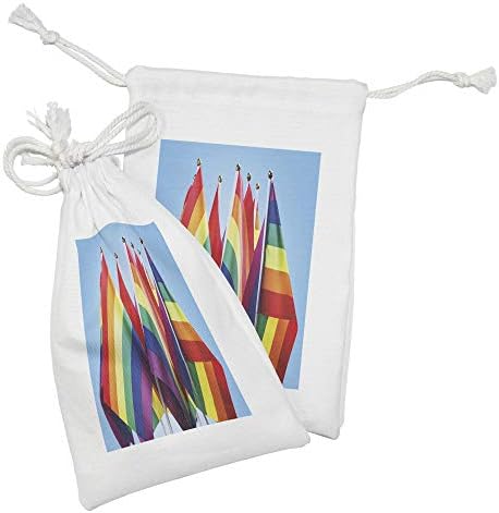 Conjunto de bolsas de tecido de orgulho lunarable de 2, Love ganha foto temática de pequenas bandeiras de arco -íris