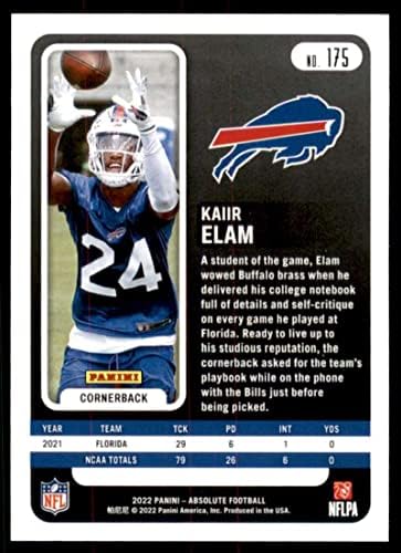 Kaiir ELAM RC 2022 Panini Absoluto #175 Rookie NM+ -MT+ NFL Football Bills