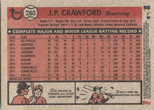 2018 Topps Archives 280 J.P. Crawford Philadelphia Phillies ROOKIE Baseball Card