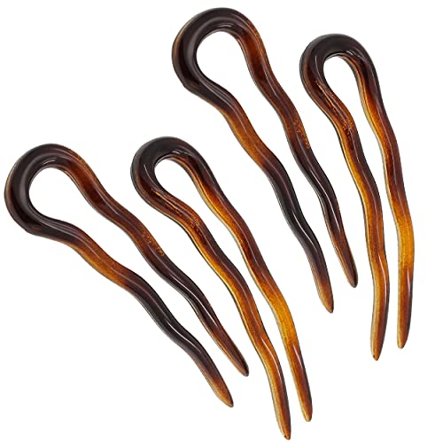 CAMILA PARIS AD823 FRANCOS TWIST Stick Hair Fork, 4 Pequeno clipe de pino de cabelo em forma de U para Spiral Updo