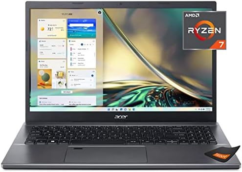Acer Aspire 5 15,6 Slim Laptop 8 Cores AMD Ryzen 7 5825U AMD RADEON RADEON Backlit teclado Windows 11 Home 64 bits w/mousepad