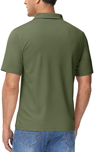 Camisas pólo casuais de Magcomsen para homens de manga curta com camisas de golfe de bolso camisas de verão seco rápido